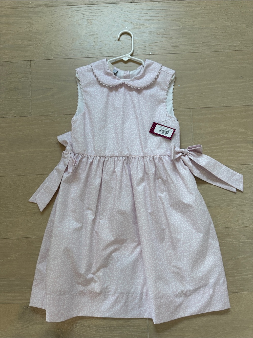 Sleeveless Pink Floral Tie-Waist Kids Dress